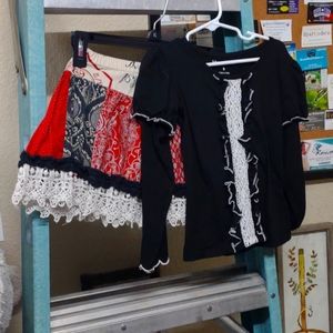 Child's Cottage core skirt and shirt outfit